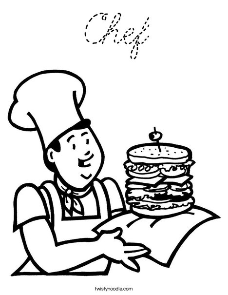 Cook with Sandwich Coloring Page