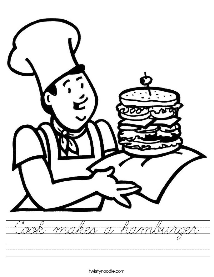 Cook makes a hamburger Worksheet
