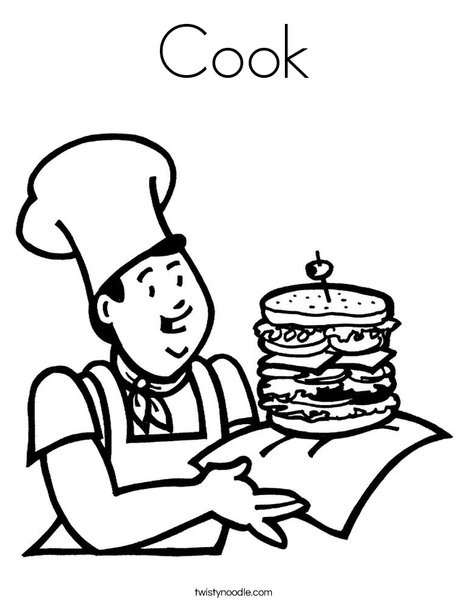 Cook with Sandwich Coloring Page