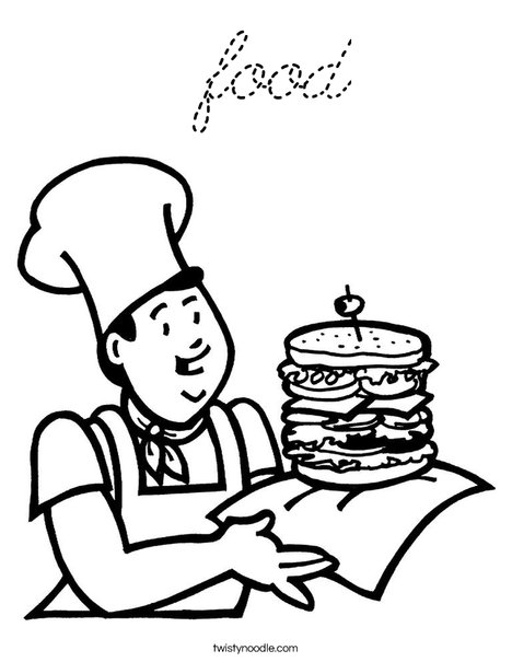 Cook with Sandwich Coloring Page