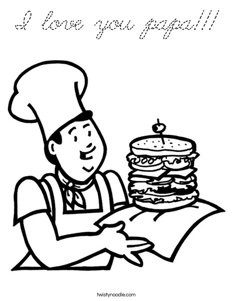 Cook with Sandwich Coloring Page