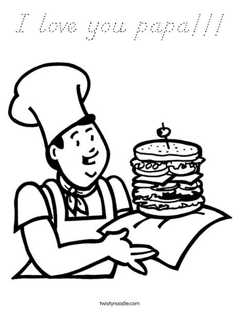 Cook with Sandwich Coloring Page