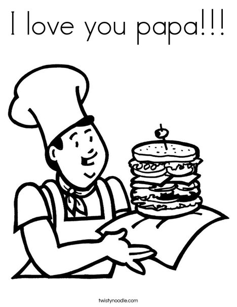 Cook with Sandwich Coloring Page