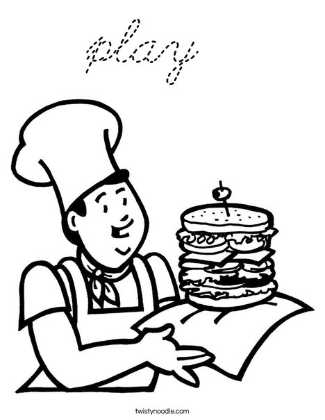 Cook with Sandwich Coloring Page