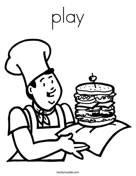Cook with Sandwich Coloring Page