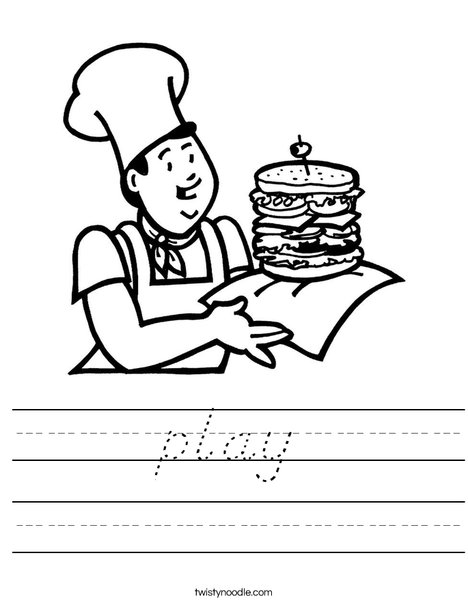 Cook with Sandwich Worksheet