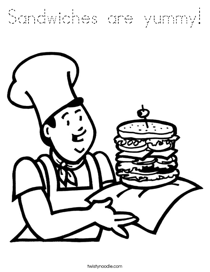 Sandwiches are yummy! Coloring Page