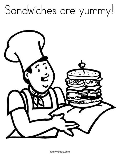Cook with Sandwich Coloring Page