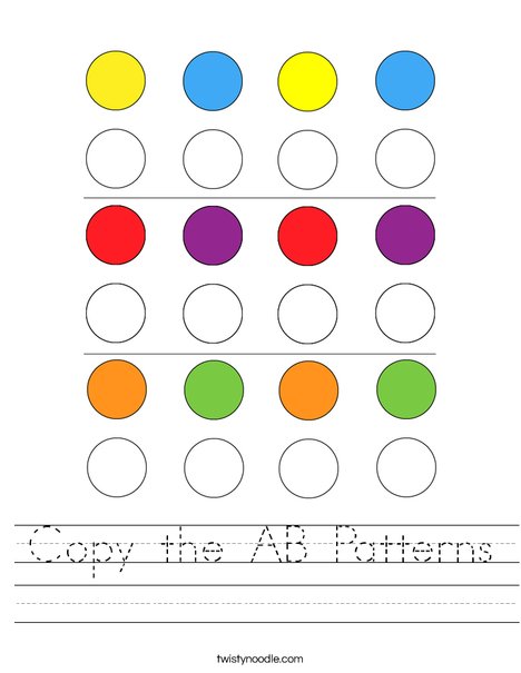 Copy the AB Patterns Worksheet - Twisty Noodle Copy the AB Patterns Worksheet - Twisty Noodle
