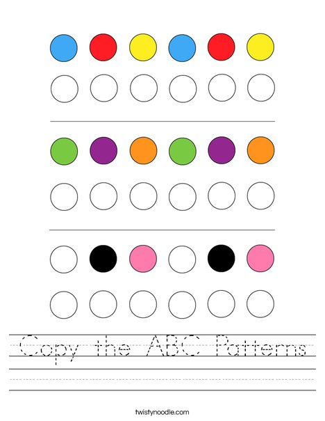 copy the abc patterns worksheet twisty noodle