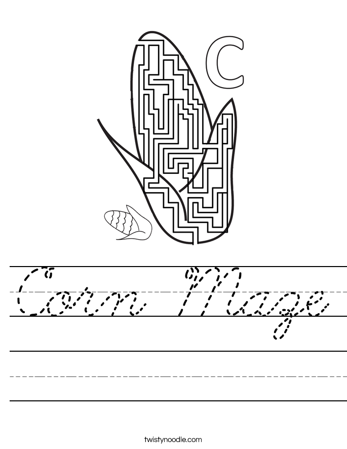 Corn Maze Worksheet Cursive Twisty Noodle Corn Maze Worksheet Cursive Twisty Noodle