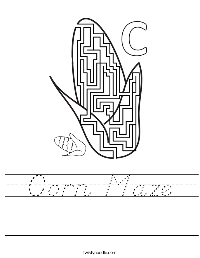 Corn Maze Worksheet D #39 Nealian Twisty Noodle Corn Maze Worksheet D #39 Nealian Twisty Noodle