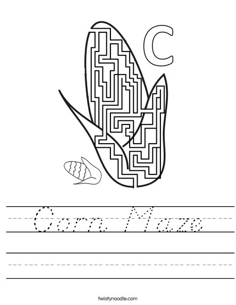 Corn Maze Worksheet D #39 Nealian Twisty Noodle Corn Maze Worksheet D #39 Nealian Twisty Noodle