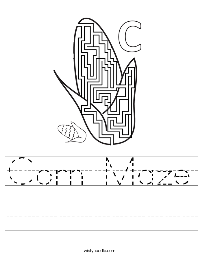 Corn Maze Worksheet Twisty Noodle Corn Maze Worksheet Twisty Noodle
