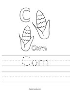 Corn Handwriting Sheet