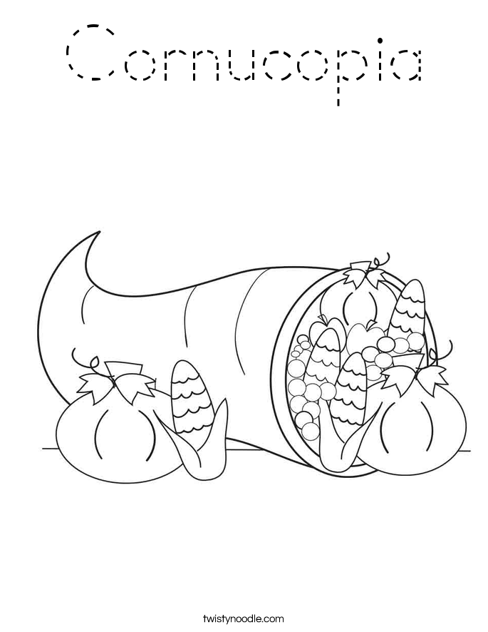 Download Cornucopia Coloring Page - Tracing - Twisty Noodle