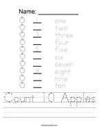 Count 10 Apples Handwriting Sheet