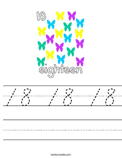 Count 18 butterflies Worksheet