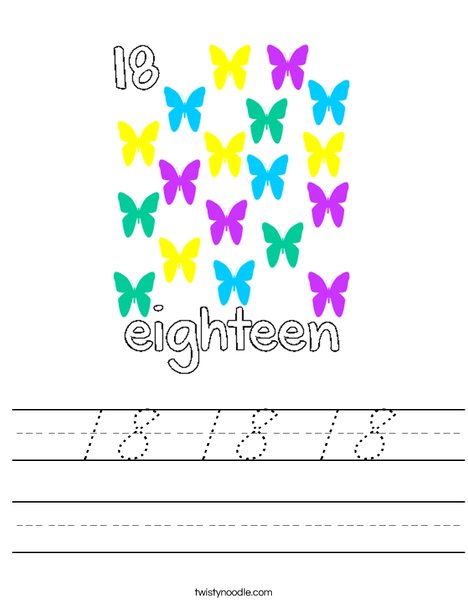 Count 18 butterflies Worksheet