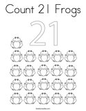 Count 21 Frogs Coloring Page