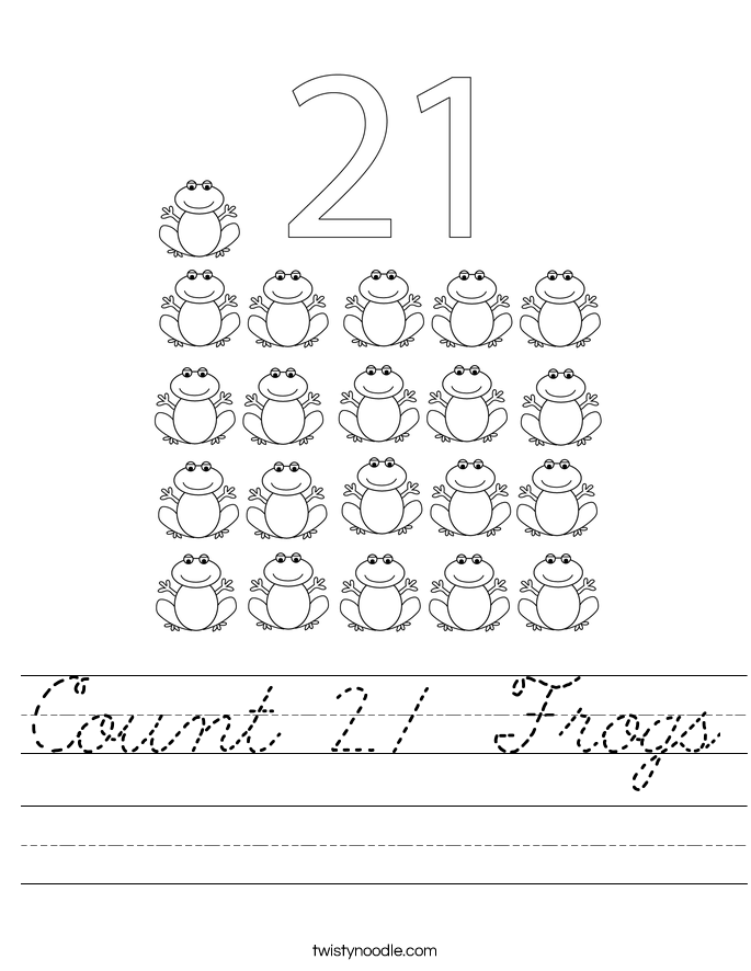 Count 21 Frogs Worksheet