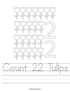 Count 22 Tulips Handwriting Sheet