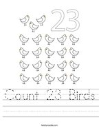 Count 23 Birds Handwriting Sheet