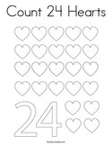 Count 24 Hearts Coloring Page