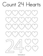 Count 24 Hearts Coloring Page