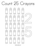 Count 25 Crayons Coloring Page
