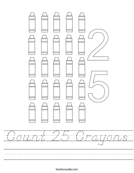 Count 25 Crayons Worksheet