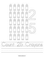 Count 25 Crayons Handwriting Sheet