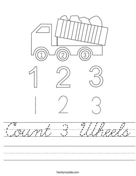 Count 3 Wheels Worksheet