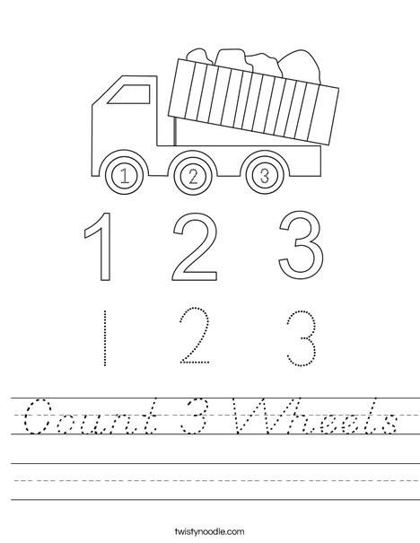 Count 3 Wheels Worksheet