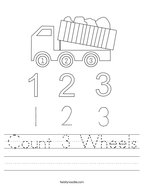 Count 3 Wheels Handwriting Sheet