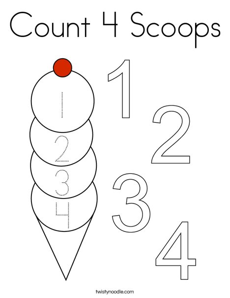 Count 4 Scoops Coloring Page