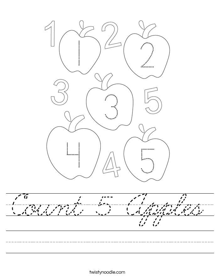 Count 5 Apples Worksheet