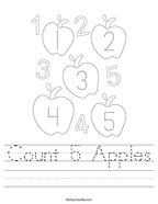 worksheet for kindergarten number 5 Count 5 Apples Handwriting Sheet