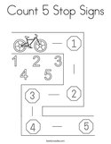Count 5 Stop Signs Coloring Page