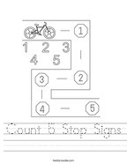 Count 5 Stop Signs Handwriting Sheet