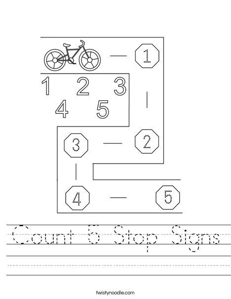 Count 5 Stop Signs Worksheet