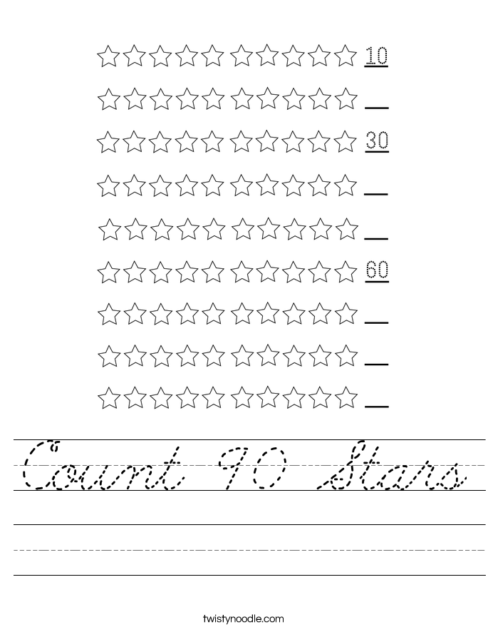 Count 90 Stars Worksheet