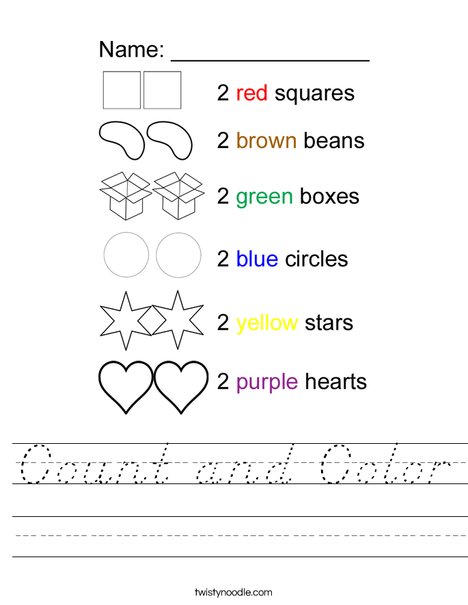 Count and Color 2 Worksheet