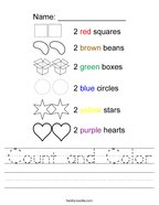 Count and Color Handwriting Sheet