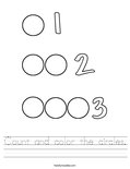 Count and color the circles. Worksheet
