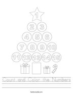 Count and Color the Numbers Handwriting Sheet