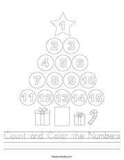 Count and Color the Numbers Handwriting Sheet