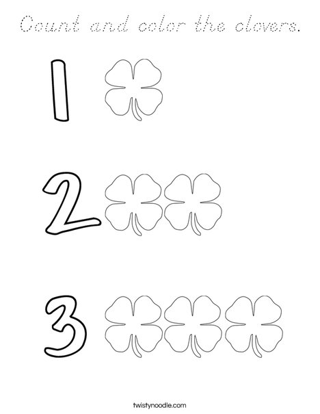 Count and color the shamrocks. Coloring Page