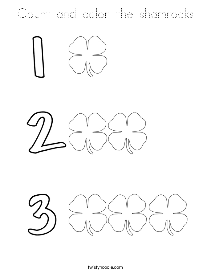 Count and color the shamrocks Coloring Page