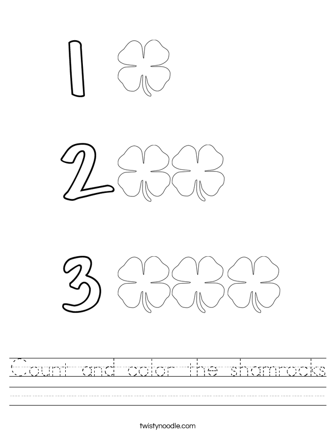 Count and color the shamrocks Worksheet